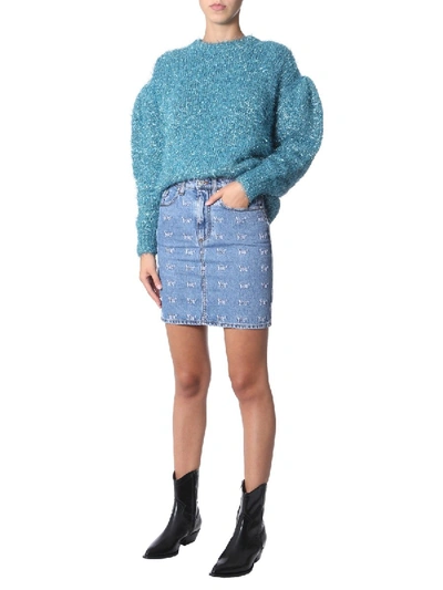 Shop Msgm Crew Neck Sweater In Blue