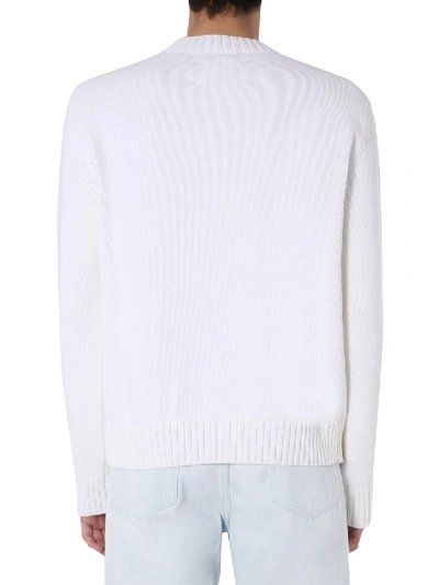 Shop Maison Margiela Crew Neck Sweater In White