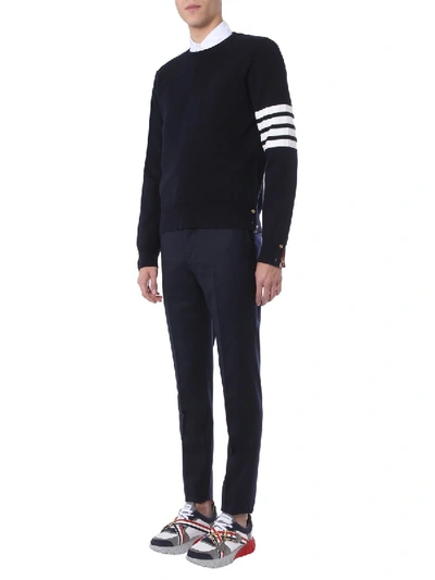 Shop Thom Browne Crew Neck Sweater In Blue