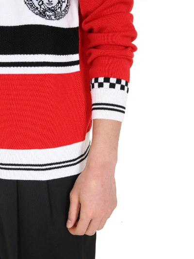 Shop Versace Crew Neck Sweater In Red