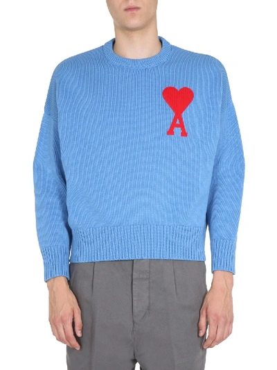 Shop Ami Alexandre Mattiussi Crew Neck Sweater In Blue