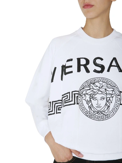 Shop Versace Crew Neck Sweatshirt In White