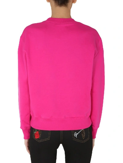 Shop Versace Crew Neck Sweatshirt In Fuchsia