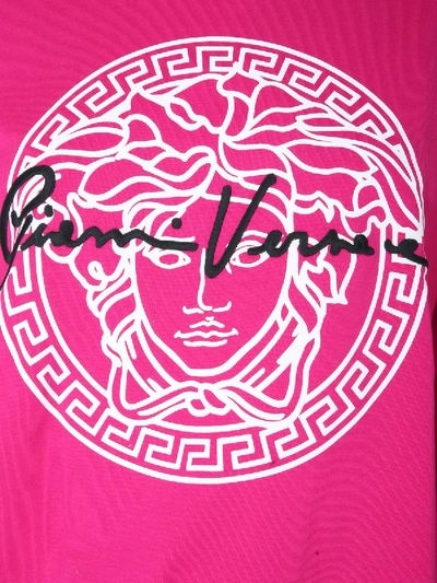 Shop Versace Crew Neck Sweatshirt In Fuchsia