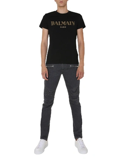 Shop Balmain Crew Neck T-shirt In Black