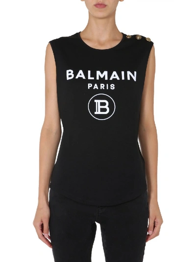 Shop Balmain Crew Neck T-shirt In Black