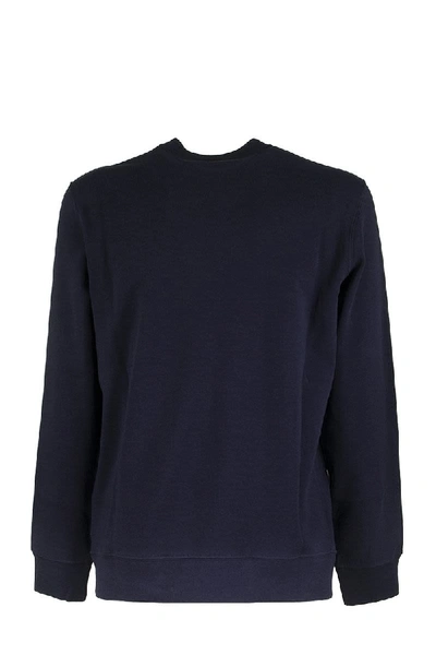 Shop Brunello Cucinelli Crewneck Cotton Sweatshirt With Writing In Cobalt