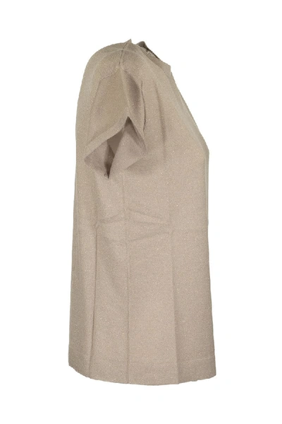 Shop Brunello Cucinelli Crewneck Sweater Cashmere And Silk Sparkling Lightweight Sweater In Beige