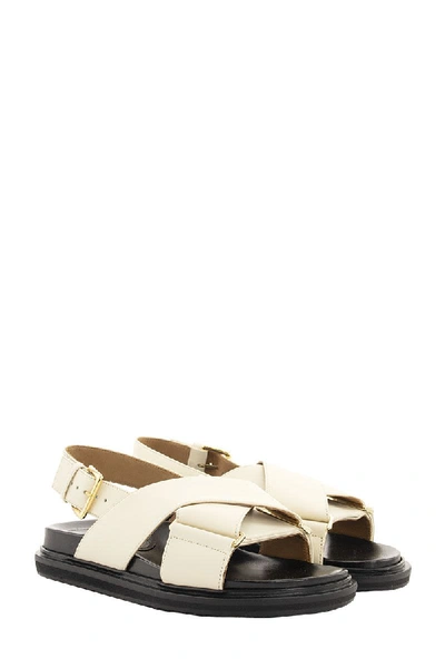 Shop Marni Criss-cross Fussbett In White Leather Sandals