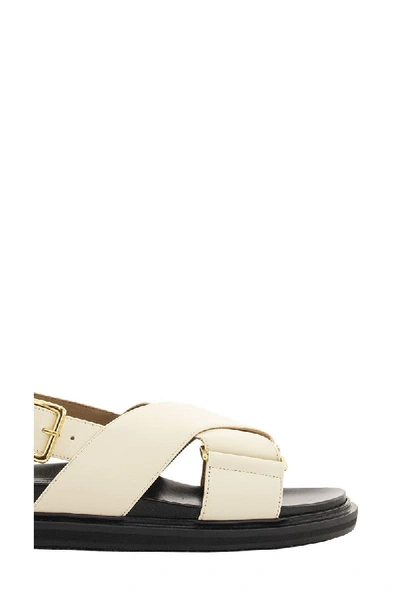 Shop Marni Criss-cross Fussbett In White Leather Sandals