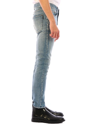 Shop Saint Laurent Cropped Skinny  Jeans In Light Blue