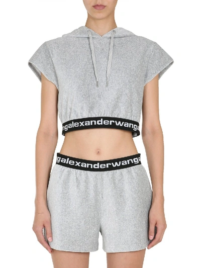 Shop Alexander Wang Cropped Sweatshirt In Grey
