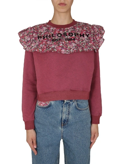 Shop Philosophy Di Lorenzo Serafini Cropped Sweatshirt In Pink