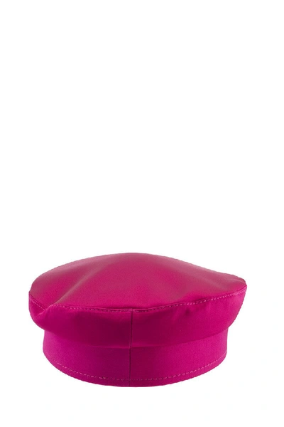 Shop Ruslan Baginskiy Crystal Embellished Satin Baker Boy Cap Deep Pink