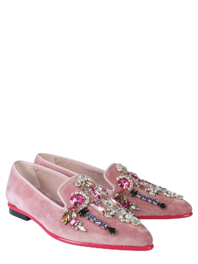 Shop Alexander Mcqueen Crystals Set Moccasin In Pink