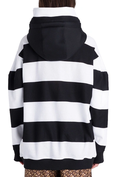 Shop Burberry Cuto Out Detailed Hoodie In White/black