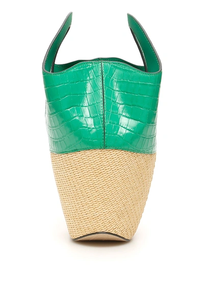 Shop Danse Lente Small Tote Bag In Emerald Rice Croc