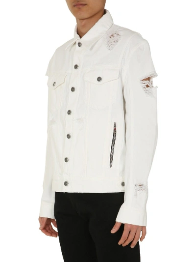 Shop Balmain Denim Jacket In White