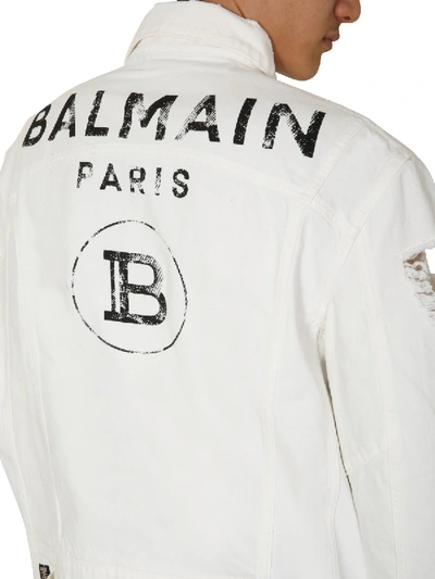 Shop Balmain Denim Jacket In White