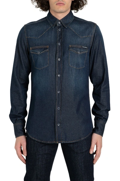 Shop Dolce & Gabbana Denim Shirt In Blu