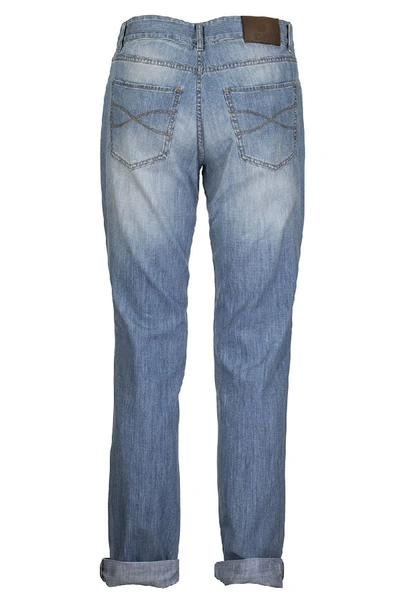 Shop Brunello Cucinelli Denim Trousers Five Pockets In Light Blue