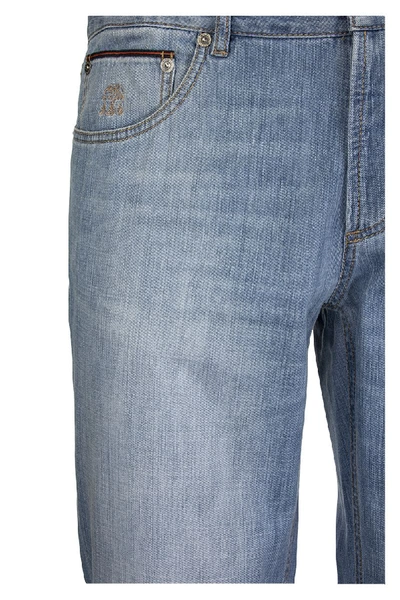 Shop Brunello Cucinelli Denim Trousers Five Pockets In Light Blue