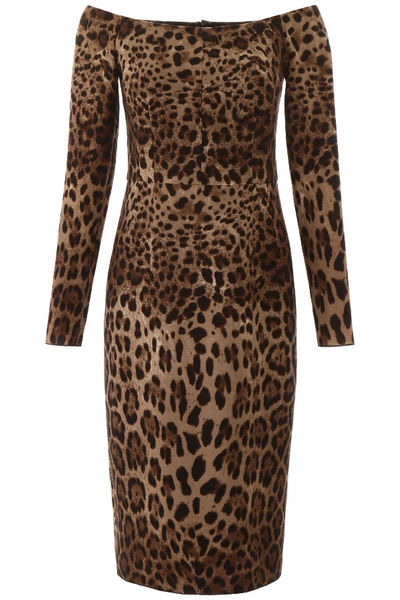 Shop Dolce & Gabbana Animalier Midi Dress In Leo New