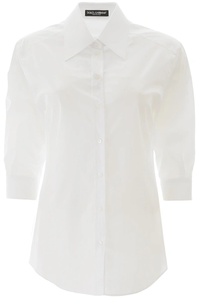 Shop Dolce & Gabbana Basic Shirt In Bianco Ottico