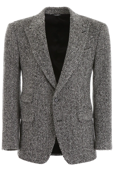 Shop Dolce & Gabbana Chevron Wool Blazer In Fantasia Non Stampa