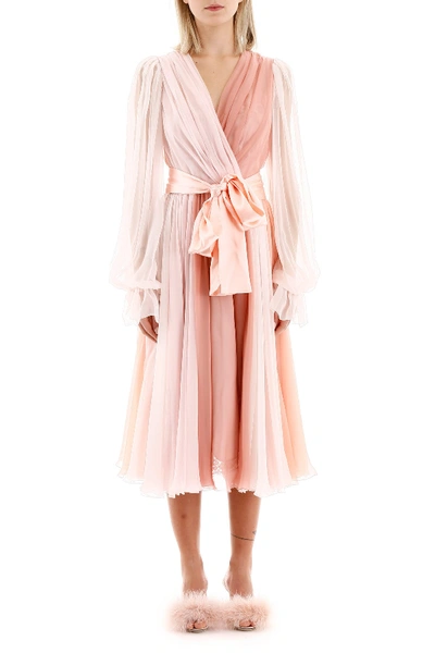 Shop Dolce & Gabbana Chiffon Shaded Dress In Mix Rosa