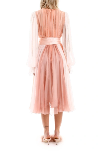 Shop Dolce & Gabbana Chiffon Shaded Dress In Mix Rosa