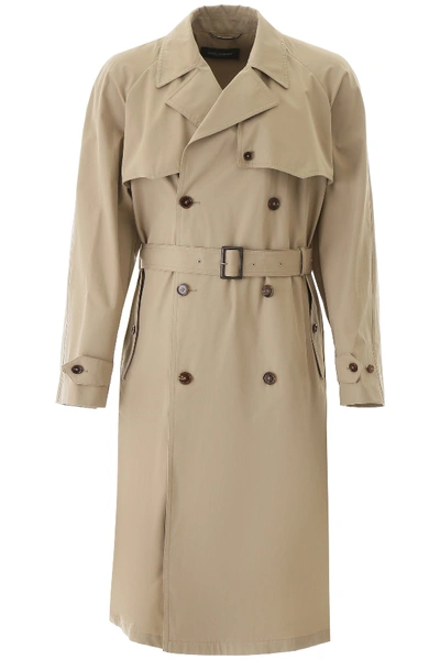 Shop Dolce & Gabbana Cotton Trench Coat In Corda 1