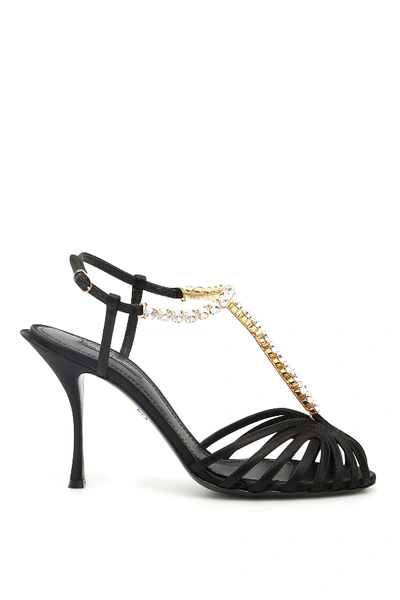 Shop Dolce & Gabbana Crystal Bette Sandals In Nero