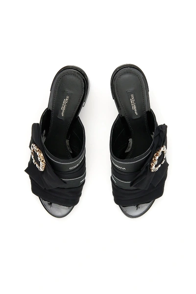 Shop Dolce & Gabbana Crystal Buckle Keira Mules In Nero Nero