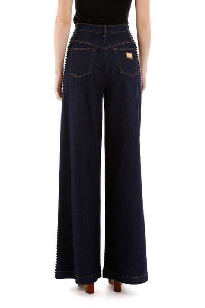 Shop Dolce & Gabbana Crystal-embellished Flare Jeans In Blu Scurissimo 1