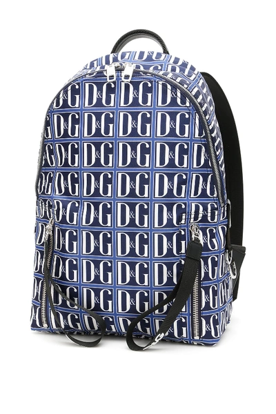 Shop Dolce & Gabbana D&amp;g Logo Nylon Backpack In Dg Grafico F Blu