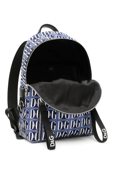 Shop Dolce & Gabbana D&amp;g Logo Nylon Backpack In Dg Grafico F Blu