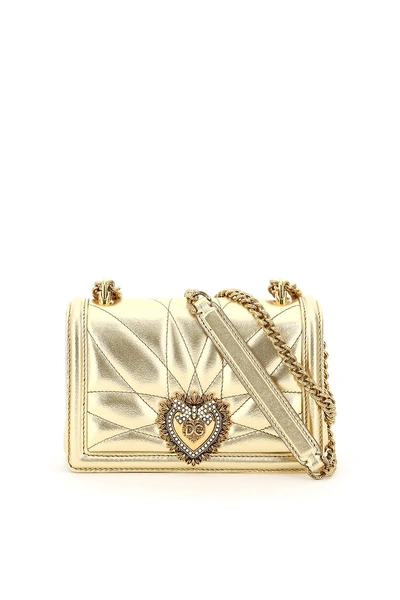 Shop Dolce & Gabbana Devotion Crossbody Mini Bag In Oro