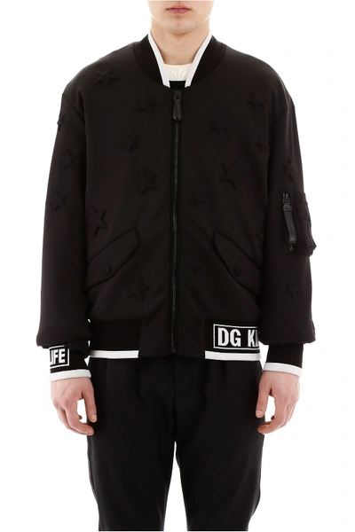 Shop Dolce & Gabbana Dg Millennials Star Bomber Jacket In Nero