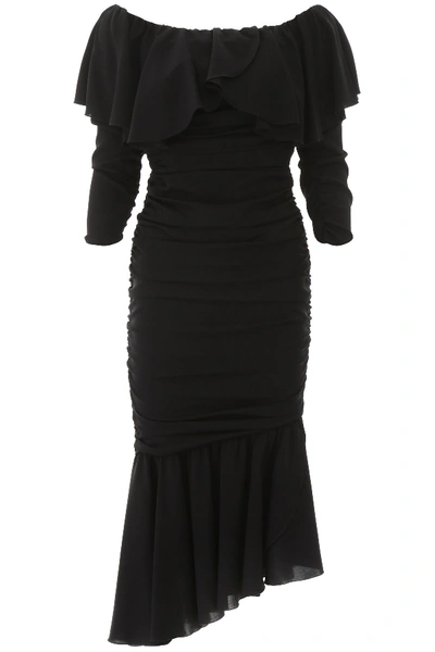 Shop Dolce & Gabbana Draped Dress In Nero
