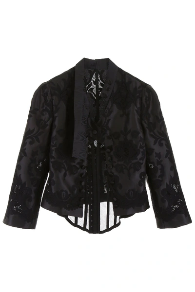 Shop Dolce & Gabbana Embroidered Organza Jacket In Nero