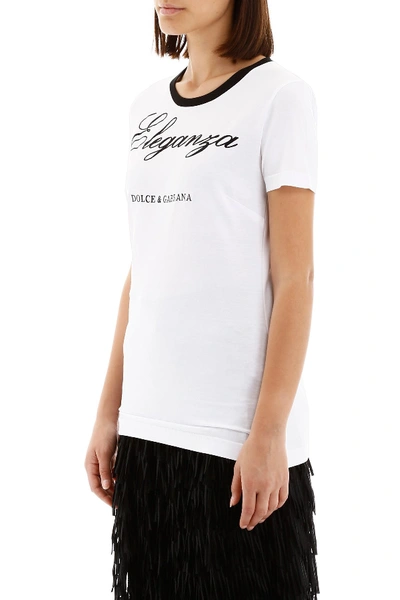 Shop Dolce & Gabbana Eleganza T-shirt In Bianco Ottico