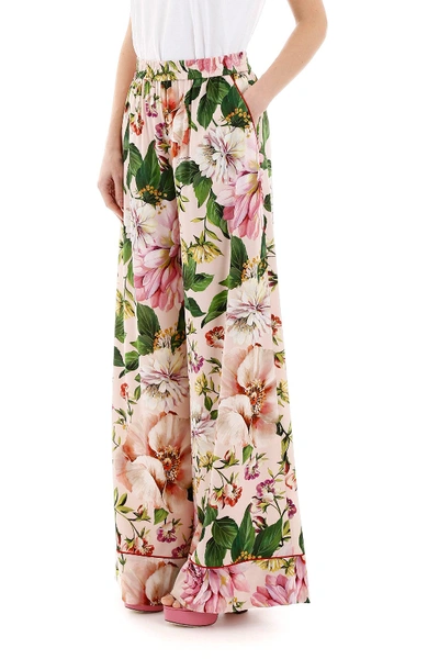 Shop Dolce & Gabbana Floral Pants In Fiori Rosa Fdo Rosa