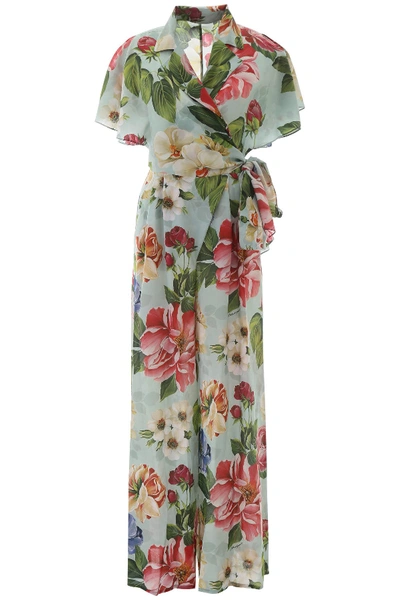 Shop Dolce & Gabbana Floral Print Jumpsuit In Fiori Ombre F Azzurr