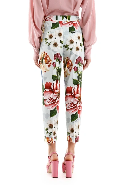 Shop Dolce & Gabbana Floral Print Trousers In Fiori Ombre F Azzurr