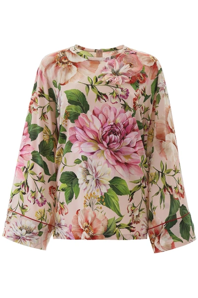 Shop Dolce & Gabbana Floral-printed Blouse In Fiori Rosa Fdo Rosa