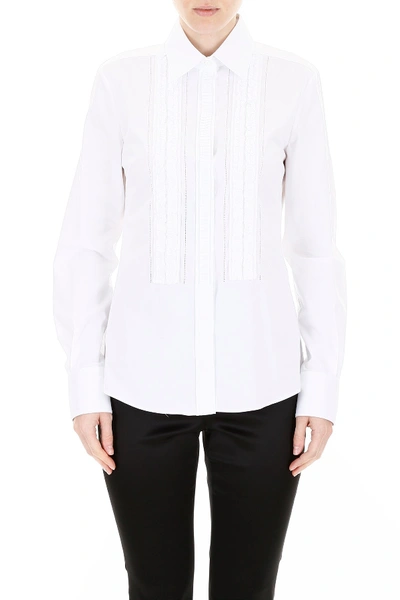 Shop Dolce & Gabbana Frilled Shirt In Bianco Ottico