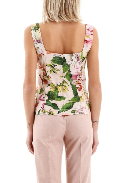 Shop Dolce & Gabbana Flower Print Top In Fiori Rosa Fdo Rosa