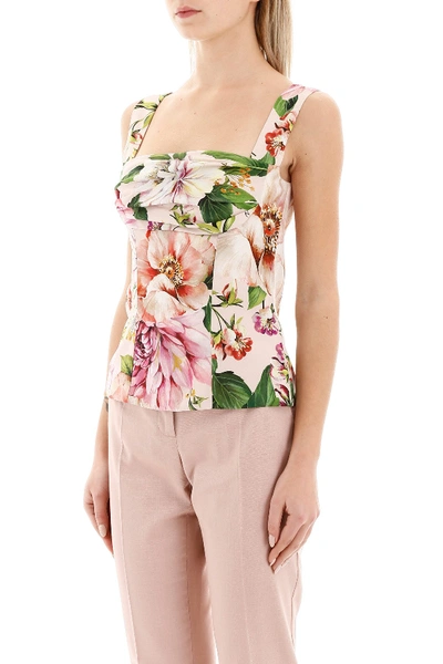 Shop Dolce & Gabbana Flower Print Top In Fiori Rosa Fdo Rosa