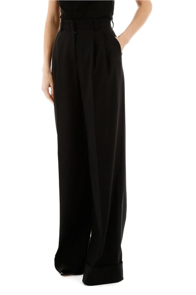 Shop Dolce & Gabbana High-waisted Trousers In Nero
